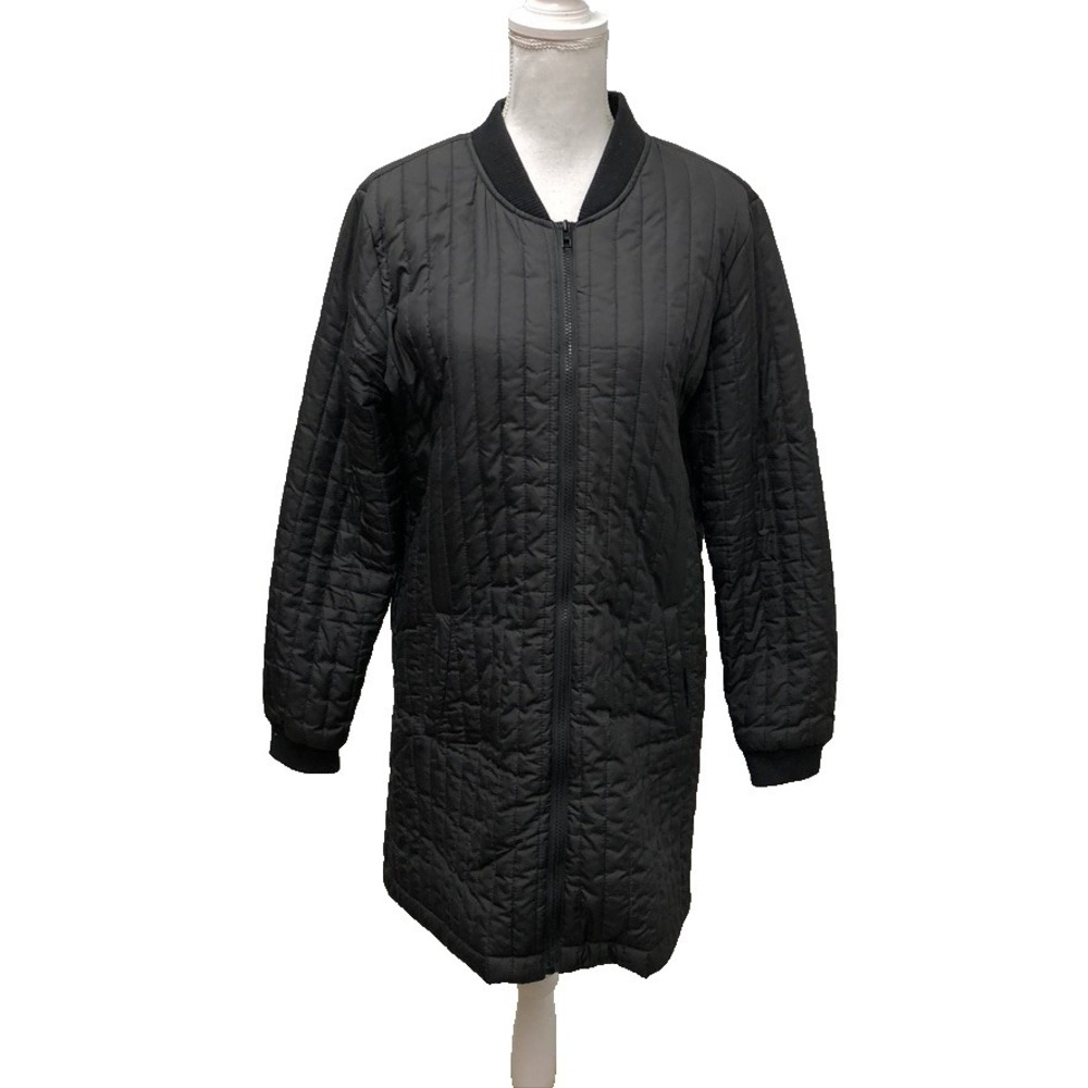 Jacqueline De Yong Quilted Long Jacket Womens Large Black Gorpcore Outdoor